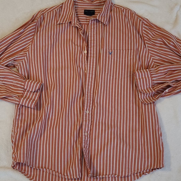 Men's American Eagle Orange Striped Button Up XL - Picture 2 of 5
